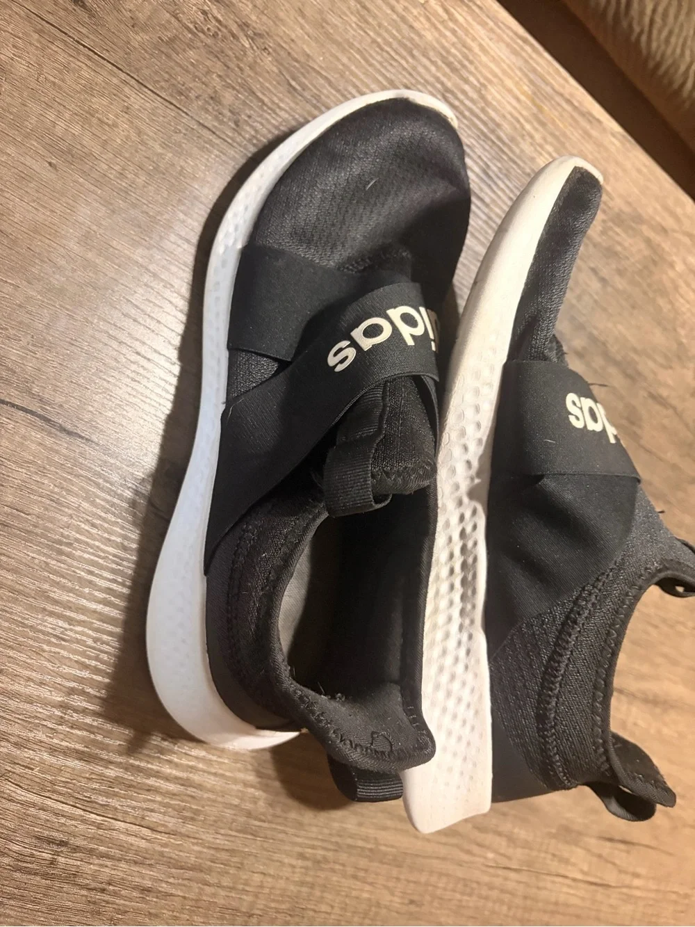 adidas Black Slip-On Athletic Shoes with White Sole - Picture 3 of 6